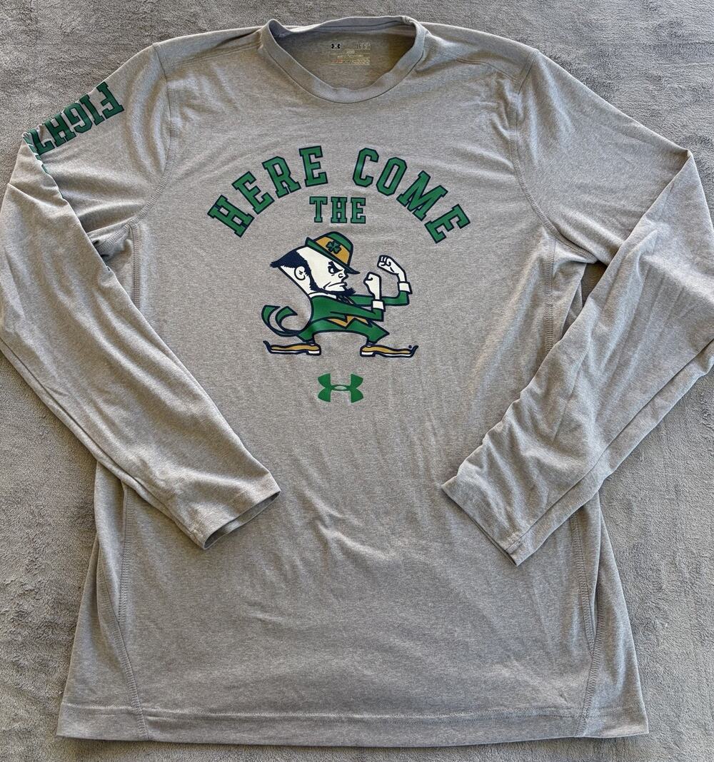 Notre Dame Fighting Irish Under Armour Here Come The Irish Shirt Gray Large
